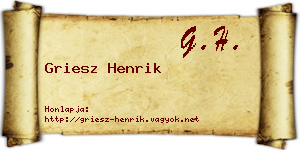 Griesz Henrik névjegykártya